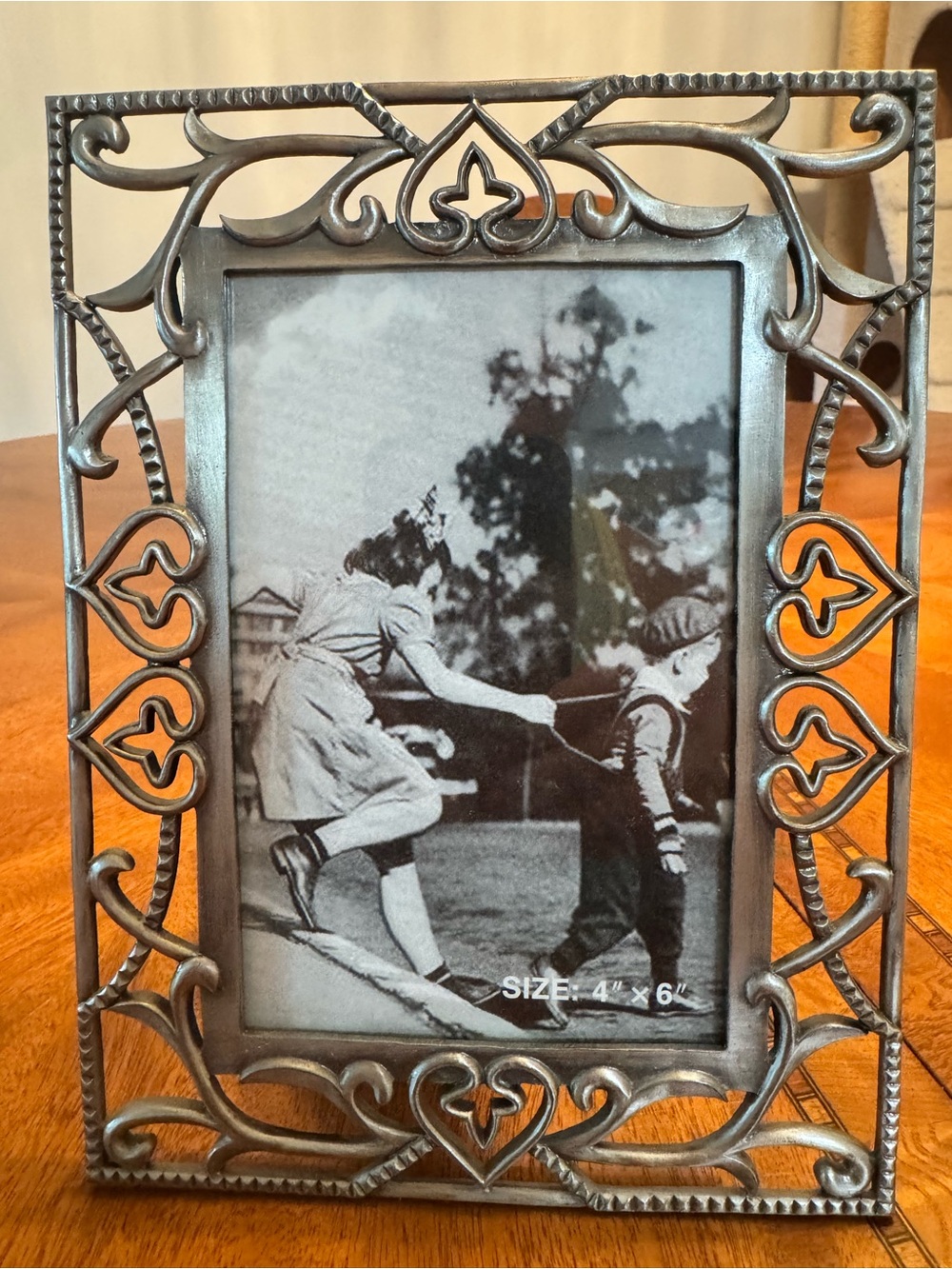 Ornate Silver Metal Heart Photo Frame - 4x6